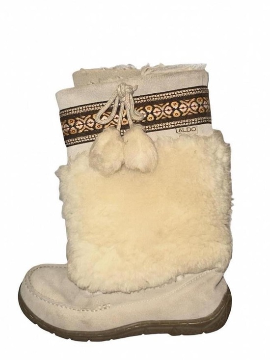 Aldo Shoes - Aldo Cream Faux-Shearling Pom Pom Winter Boot